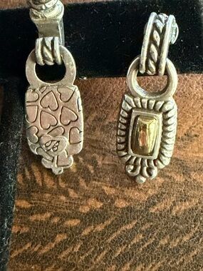 Brighton Two-Tone Heart Motif Drop Earrings in Silver and Gold